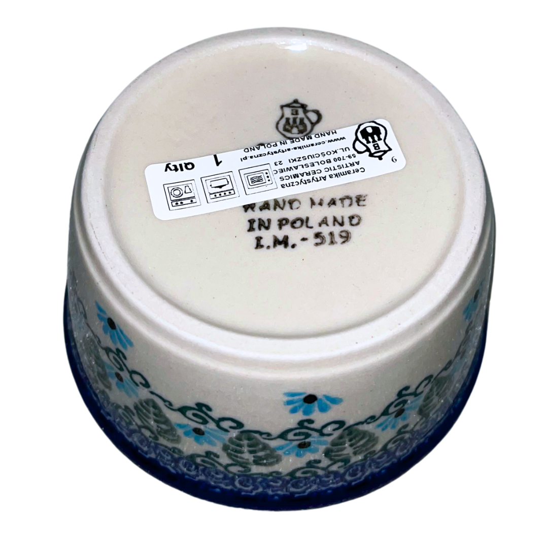 Ceramika Artystyczna pattern U4992 Polish pottery. Hand-painted blue Forget Me Not floral design on durable stoneware. Elegant, dishwasher safe, and perfect for everyday use or display.