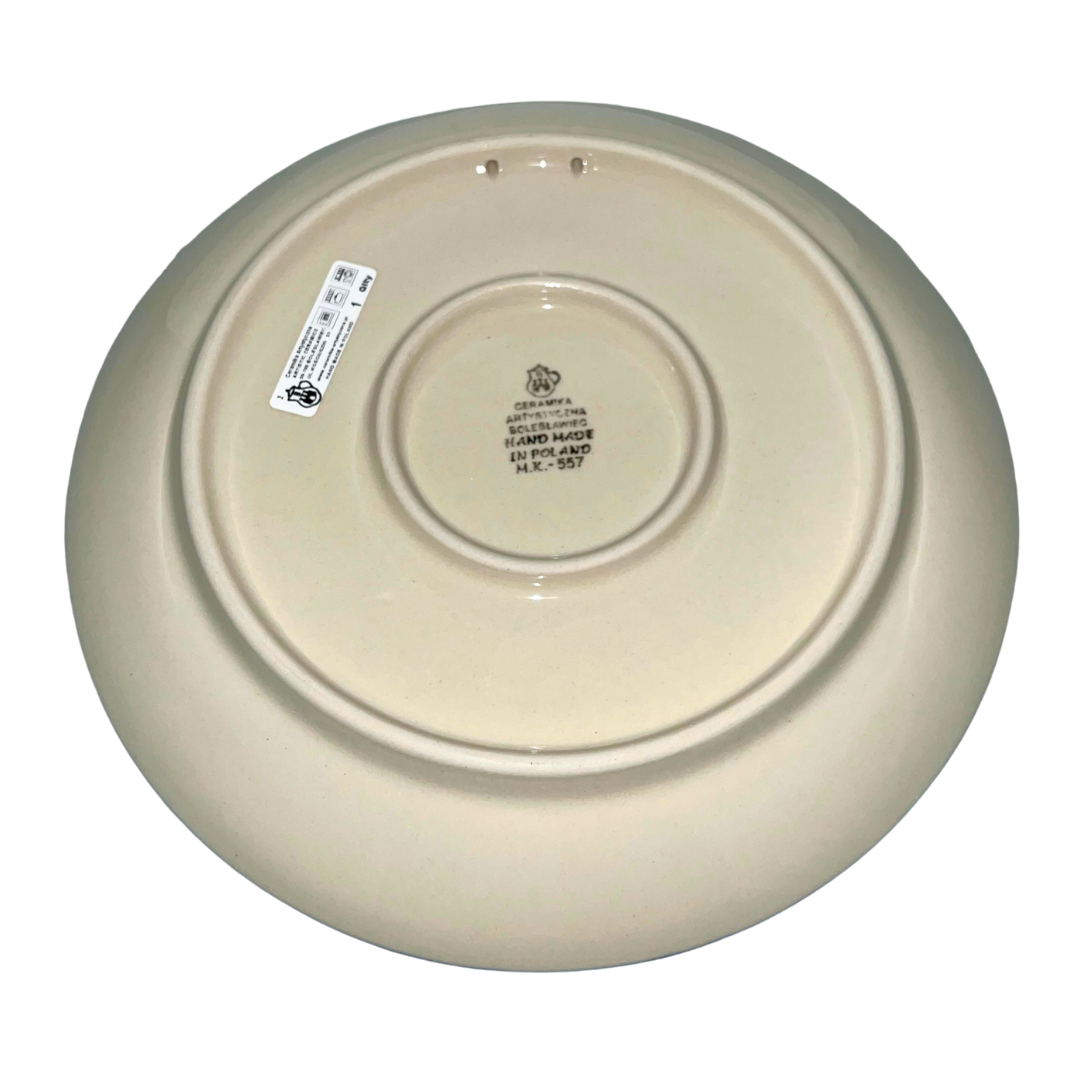 Ceramika Artystyczna Polish pottery pattern 2610X Friendly Fowl with blue florals and ducks. Handmade stoneware from Bolesławiec, durable and dishwasher safe.