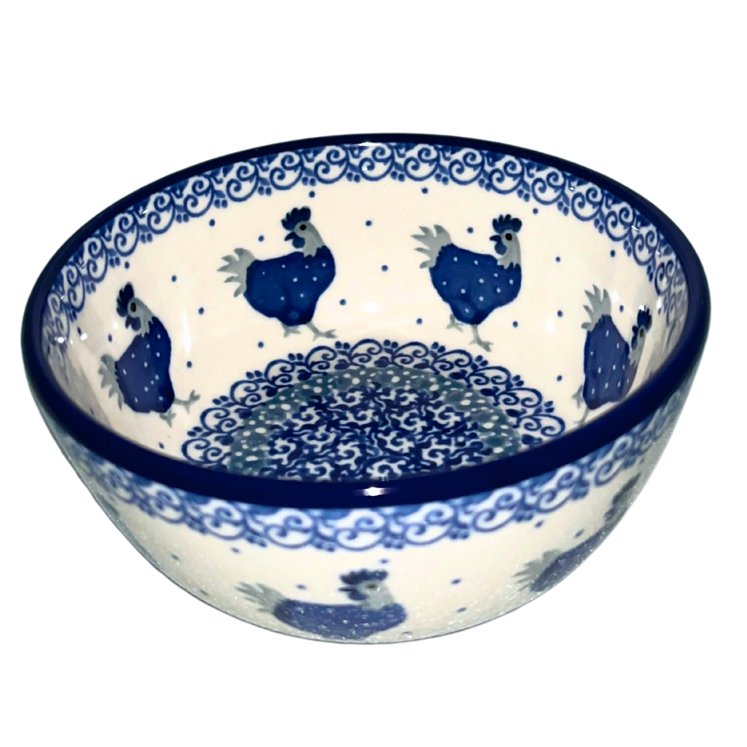 Ceramika Artystyczna 2596X Polish Pottery 5 inch Ice Cream Bowl Blue Hen