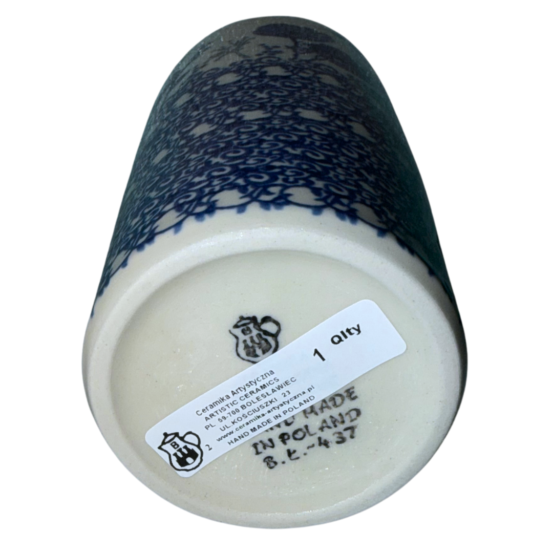 Hand-painted Polish stoneware in Pattern 2902X Evening Poppy. Deep cobalt florals with intricate scrollwork. Durable, dishwasher, microwave, oven safe.