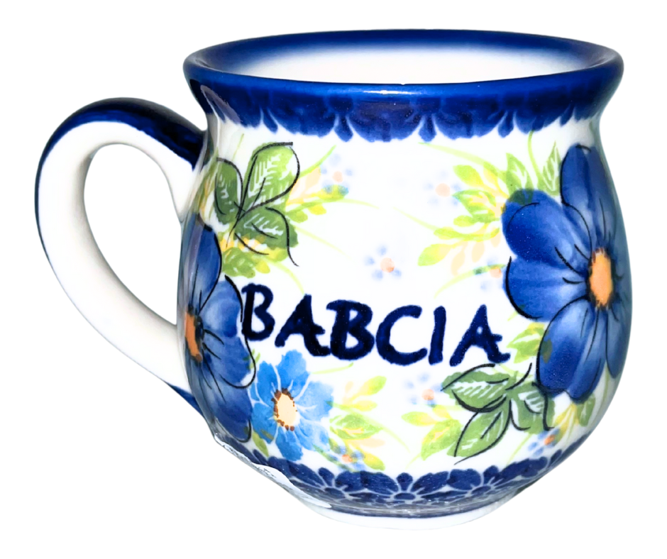 KALICH POLISH POTTERY Babcia Grandmother 10 oz Bubble Mug Unikat