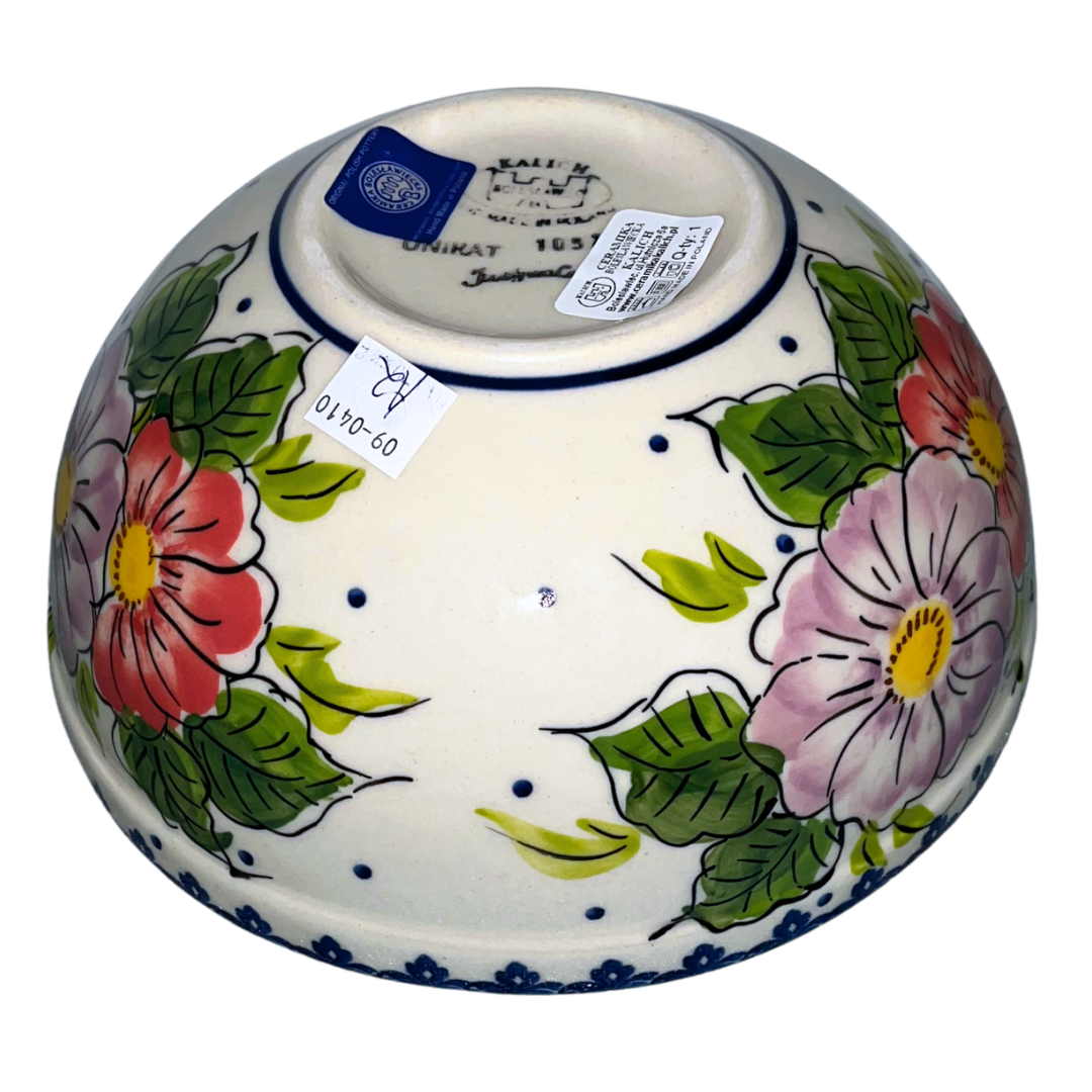 Ceramika Kalich Pattern 1057 Monarch Polish pottery featuring hand-painted butterflies and florals. Authentic Bolesławiec stoneware, durable, dishwasher, microwave, and oven safe.