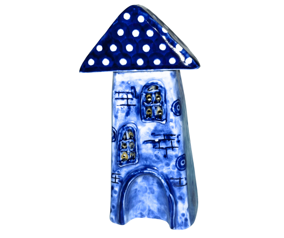 Kaola Studio Polish Pottery 5.5 Inch Whimsical Blue House Figurine