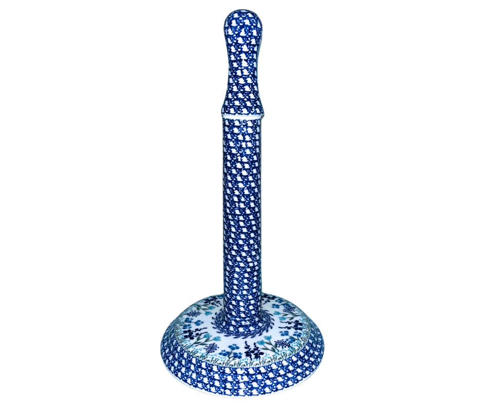 Ceramika Artystyczna Pattern 2898X Little Gems features intricate cobalt latticework with delicate blue florals. Authentic hand-painted Polish pottery from Bolesławiec.