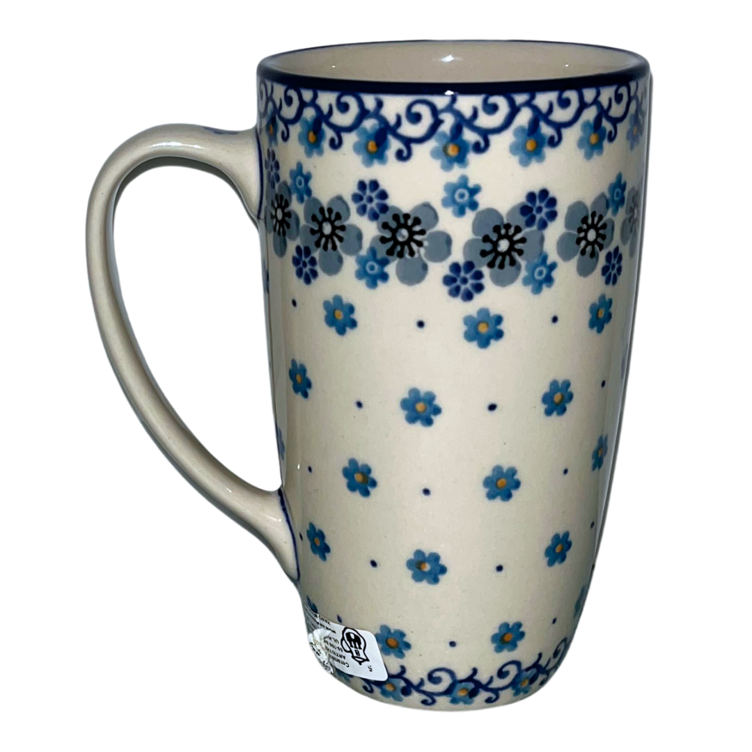 Ceramika Artystyczna Polish pottery pattern 2610X Friendly Fowl with blue florals and ducks. Handmade stoneware from Bolesławiec, durable and dishwasher safe.