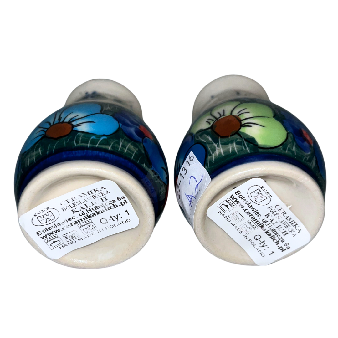 Ceramika Kalich Pattern 127 Wildflowers Polish pottery with hand-painted colorful flowers and greenery. Authentic Bolesławiec stoneware, durable, dishwasher, microwave, and oven safe.
