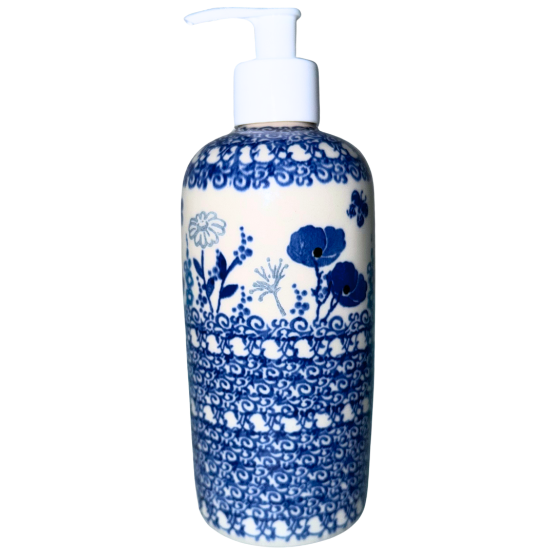 Hand-painted Polish stoneware in Pattern 2902X Evening Poppy. Deep cobalt florals with intricate scrollwork. Durable, dishwasher, microwave, oven safe.