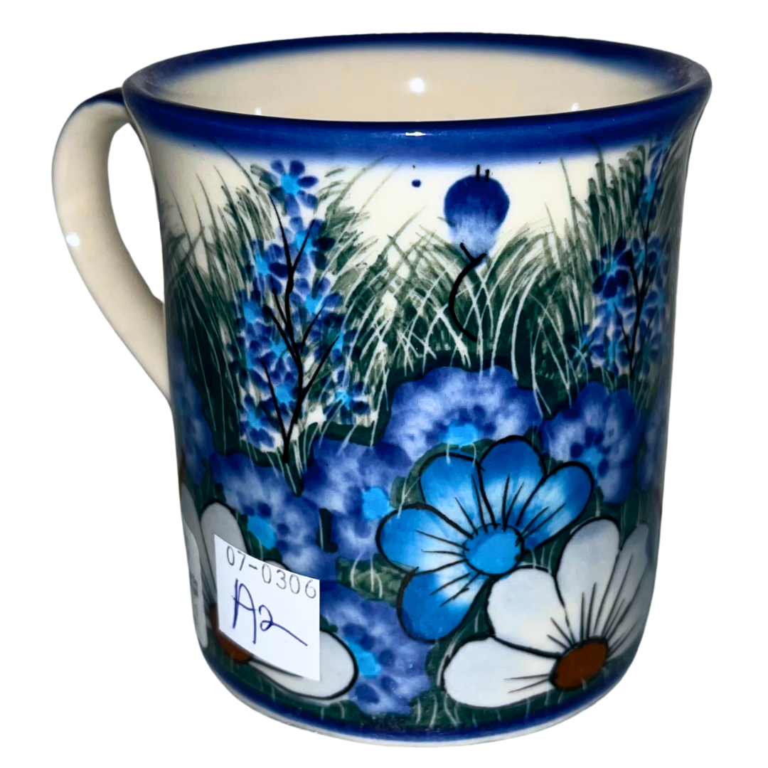 Ceramika Kalich Pattern 127/12 Wildflowers in Blue Polish pottery with hand-painted floral design. Authentic Bolesławiec stoneware, durable, dishwasher, microwave, oven safe.