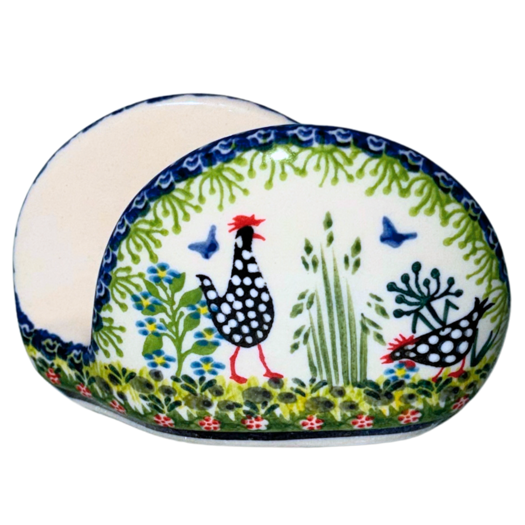 KALICH Polish Pottery Napkin Holder Polka Chicken 950