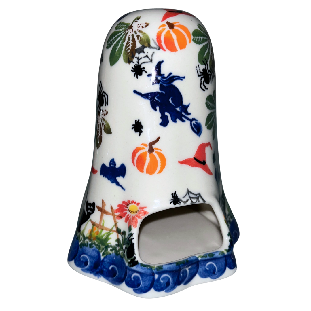 Kalich Polish Pottery Halloween Tea Light House Black Cat Witch