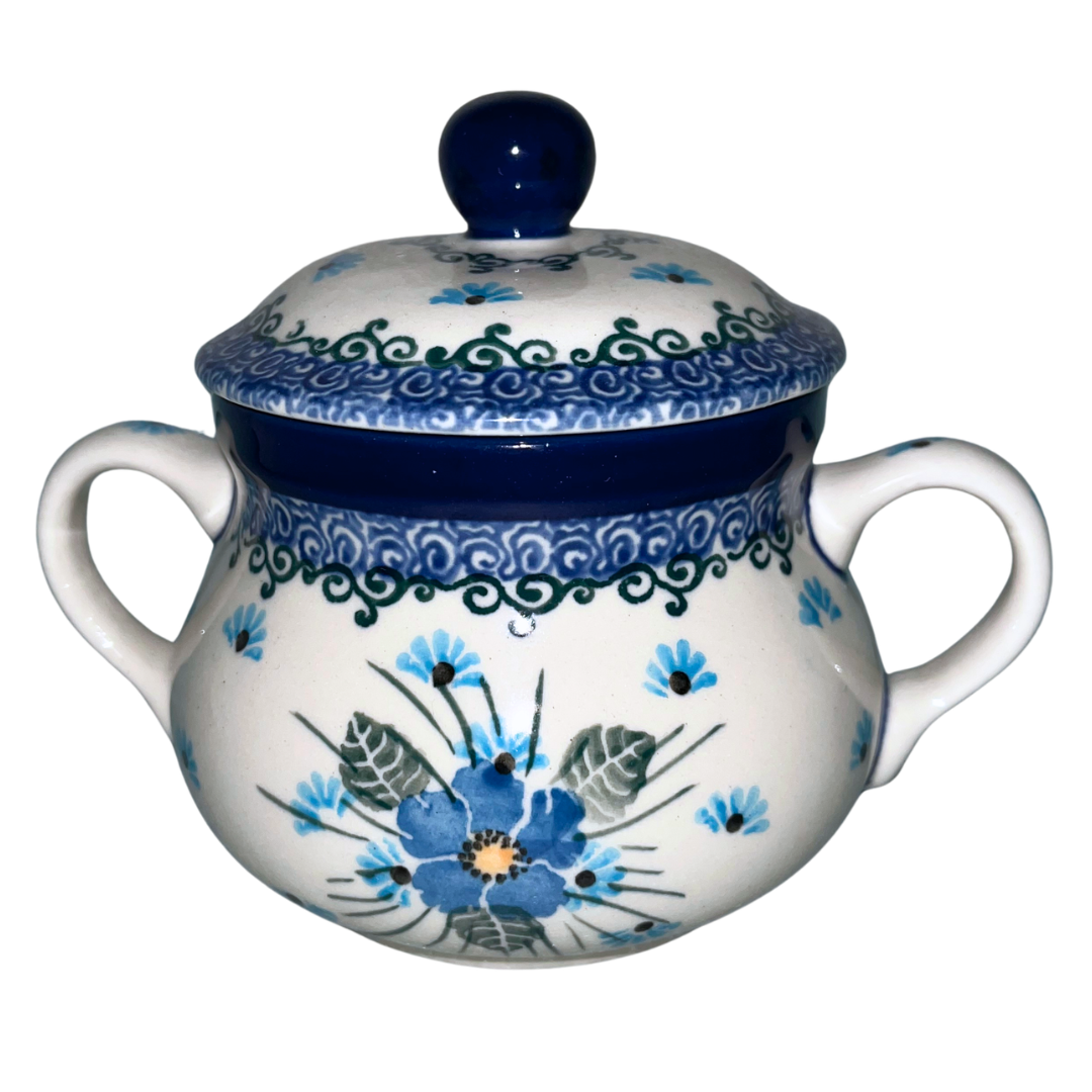 Ceramika Artystyczna POLISH POTTERY 11 oz Sugar Bowl U4992 (2275x) Forget Me Not