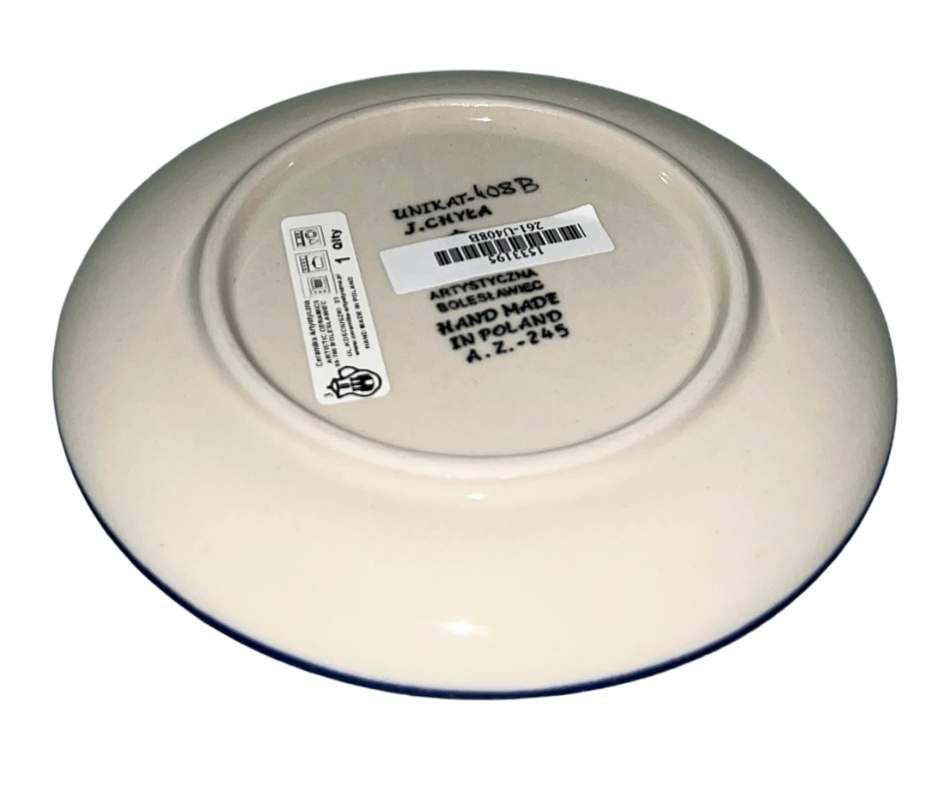 Hand-painted Ceramika Artystyczna Unikat 6" bread butter plate in U408B Marigold Dreams by Jacek Chyła. Authentic Polish pottery from Bolesławiec, oven and dishwasher safe.