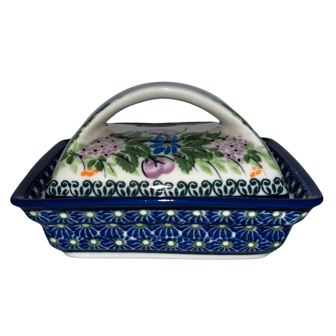 Ceramika Kalich Loving Lavender sugar bowl in pattern 902/1. Hand-painted Polish pottery with floral design, lid included, durable stoneware, dishwasher safe.