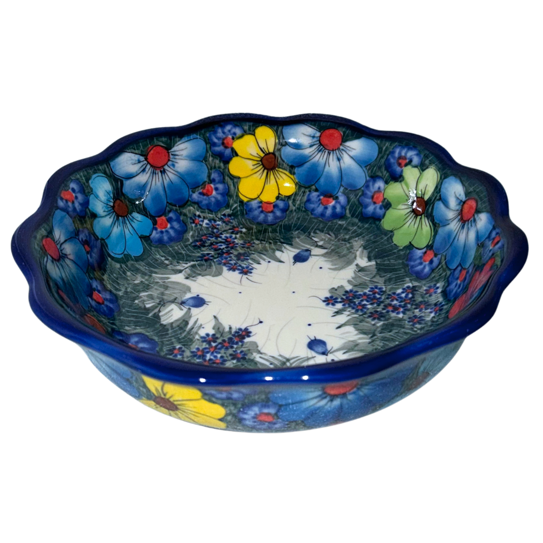Ceramika Kalich Pattern 127 Wildflowers Polish pottery with hand-painted colorful flowers and greenery. Authentic Bolesławiec stoneware, durable, dishwasher, microwave, and oven safe.
