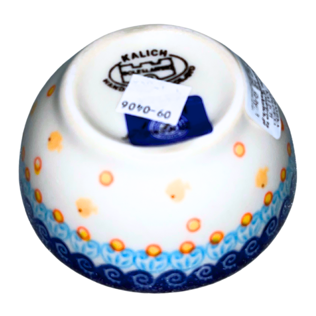 Handmade Ceramika Kalich Polish pottery in Pattern 884 Sealife with Red Crabs. Colorful coastal design featuring seahorses, starfish, and crabs. Microwave and dishwasher safe stoneware.