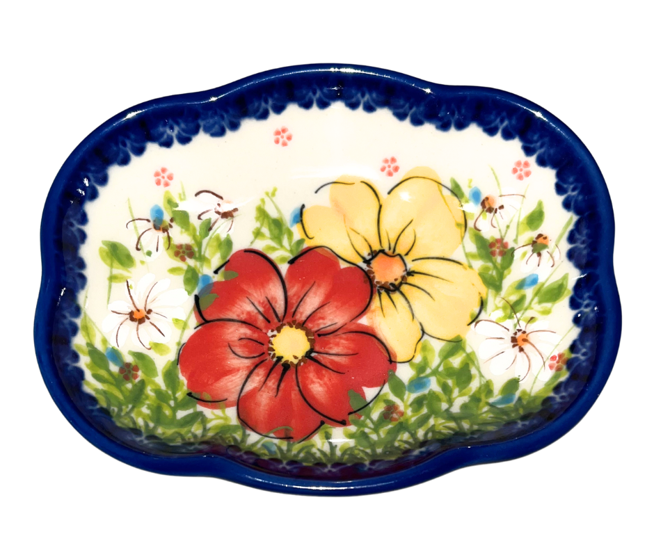 KALICH Polish Pottery 5 inch Soap Dish - Wildflower Meadow