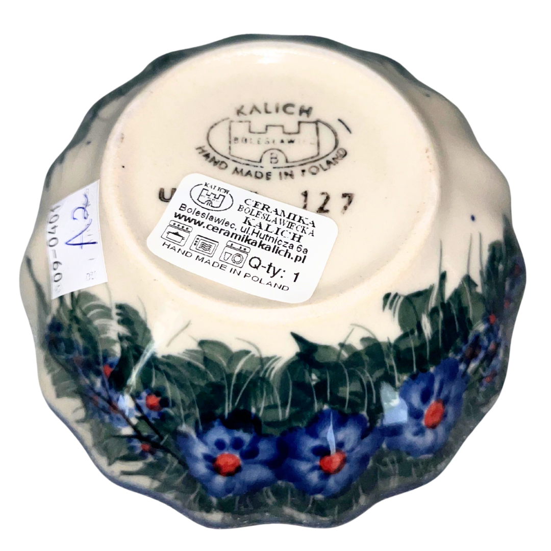 Ceramika Kalich Pattern 127 Wildflowers Polish pottery with hand-painted colorful flowers and greenery. Authentic Bolesławiec stoneware, durable, dishwasher, microwave, and oven safe.
