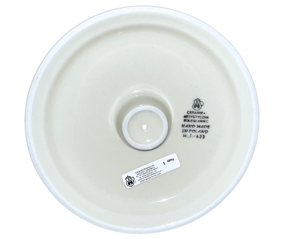 Ceramika Artystyczna Pattern 2898X Little Gems features intricate cobalt latticework with delicate blue florals. Authentic hand-painted Polish pottery from Bolesławiec.