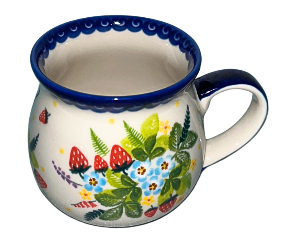 KALICH POLISH POTTERY XL 17oz Bubble Mug in 1085 Summer Strawberries