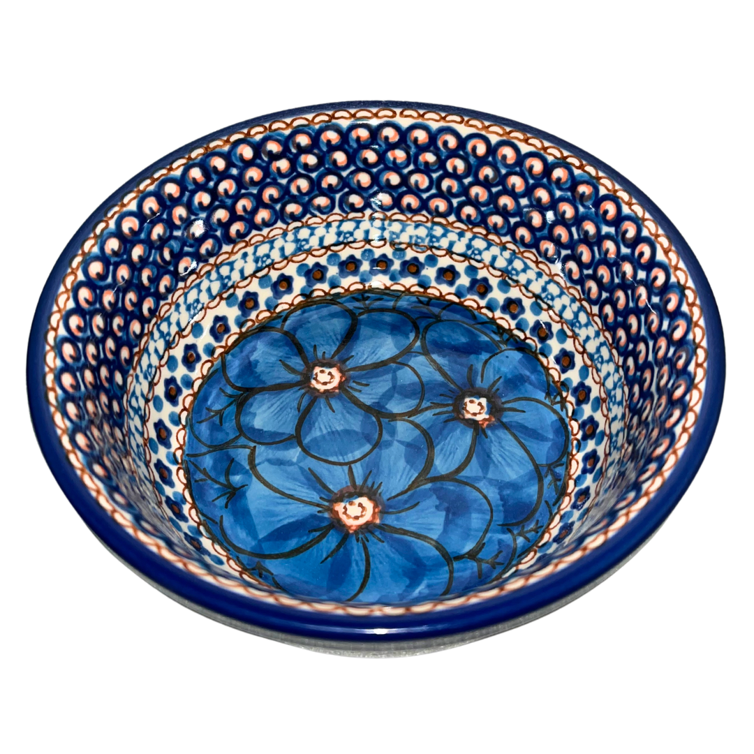 Cobalt Blue Poppy 22oz Soup Salad Bowl Ceramika Artystyczna