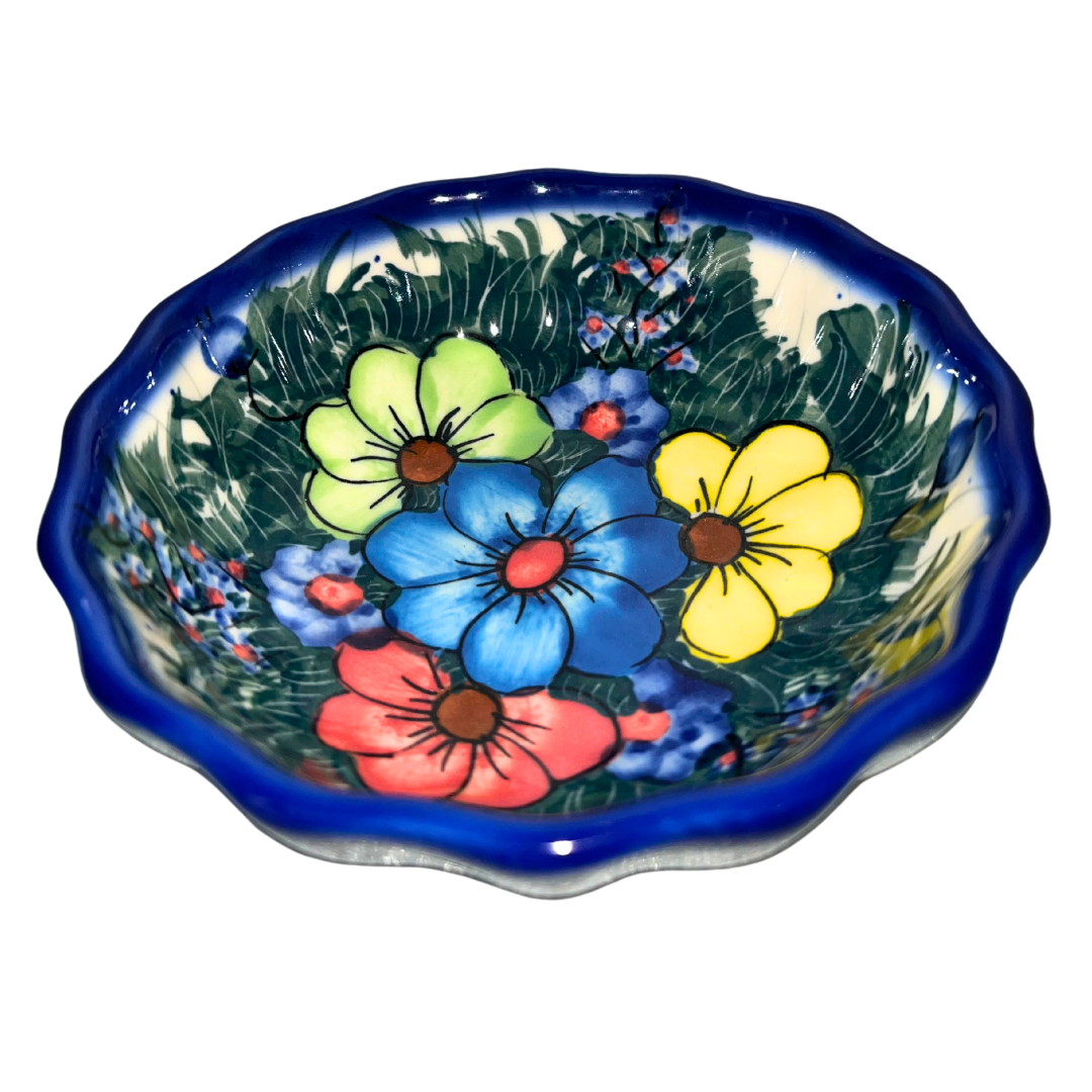 Ceramika Kalich Pattern 127 Wildflowers Polish pottery with hand-painted colorful flowers and greenery. Authentic Bolesławiec stoneware, durable, dishwasher, microwave, and oven safe.