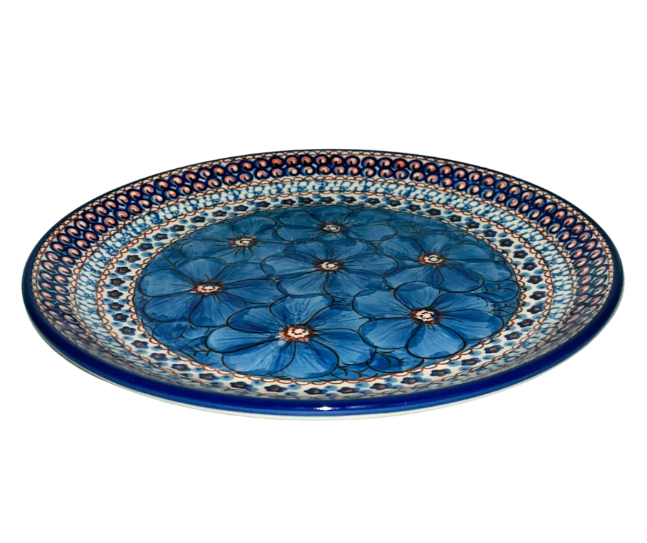 Ceramika Artystyczna Unikat U408c Cobalt Poppies Polish pottery. Hand-painted stoneware with bold cobalt florals. Dishwasher, microwave & oven safe. Handmade in Poland.