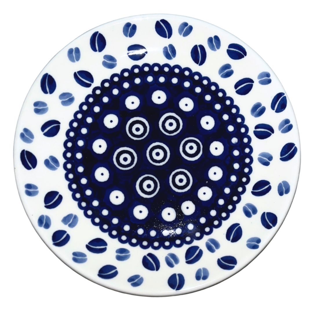 Kaola Studio Polish Pottery 6.25 inch Plate in Blue Coffee Beans. Limited Edition, Signed by P. Pachom 2026