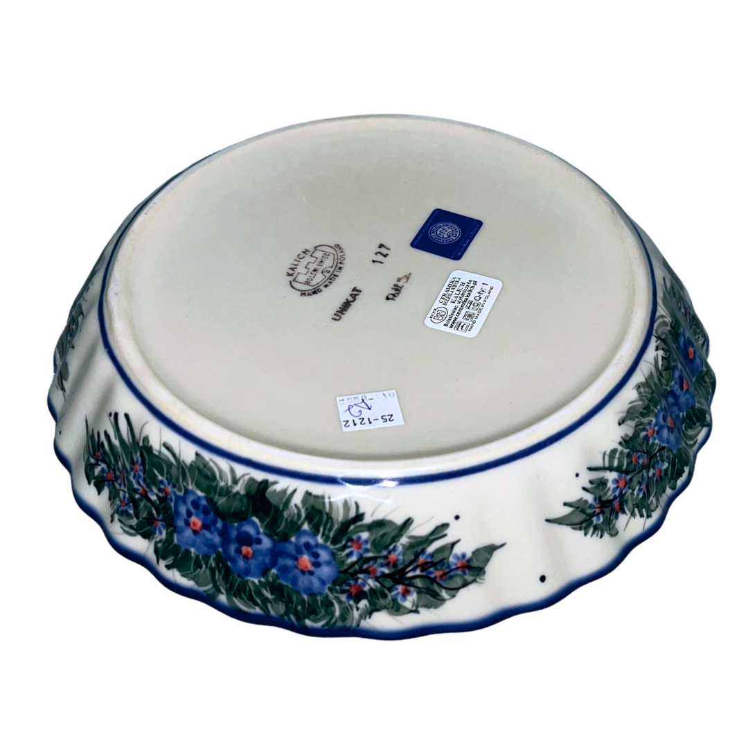 Ceramika Kalich Pattern 127/12 Wildflowers in Blue Polish pottery with hand-painted floral design. Authentic Bolesławiec stoneware, durable, dishwasher, microwave, oven safe.