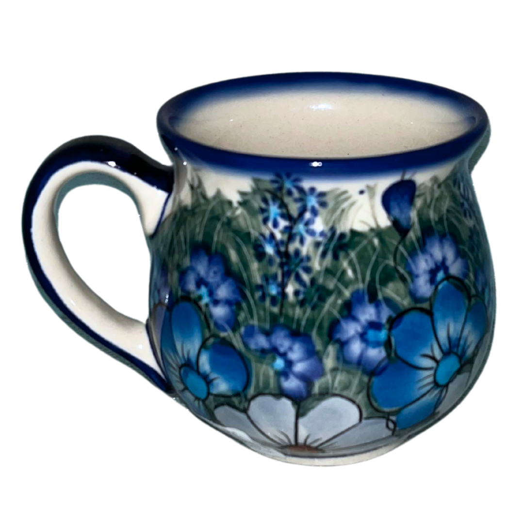 Ceramika Kalich Pattern 127/12 Wildflowers in Blue Polish pottery with hand-painted floral design. Authentic Bolesławiec stoneware, durable, dishwasher, microwave, oven safe.