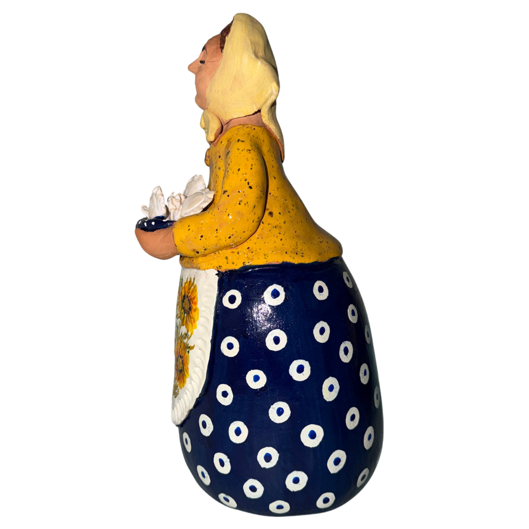 Hand-painted handcrafted babcia figurine holding a bowl of pierogi. (Copy)