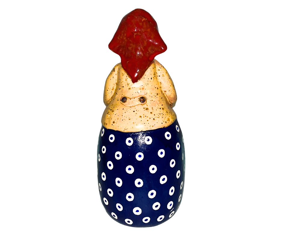 Polish Grannie - Babcia - holding a bowl of Pierogi  Handsculpted Handpainted Folk Art