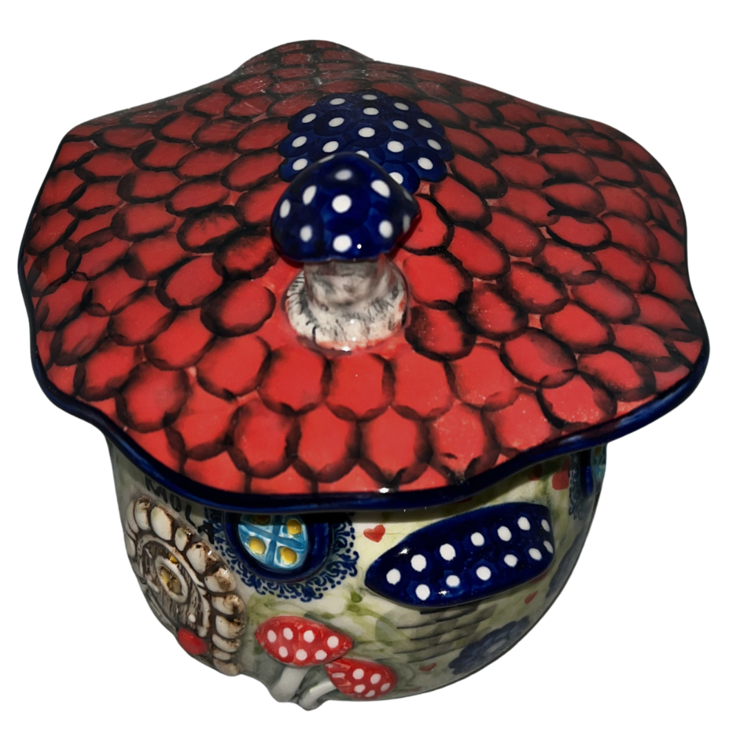 Limited Edition 2026 Kaola Studio tea light house, hand-painted and signed by Aga K. A whimsical Polish pottery collectible that glows beautifully with a tea light.