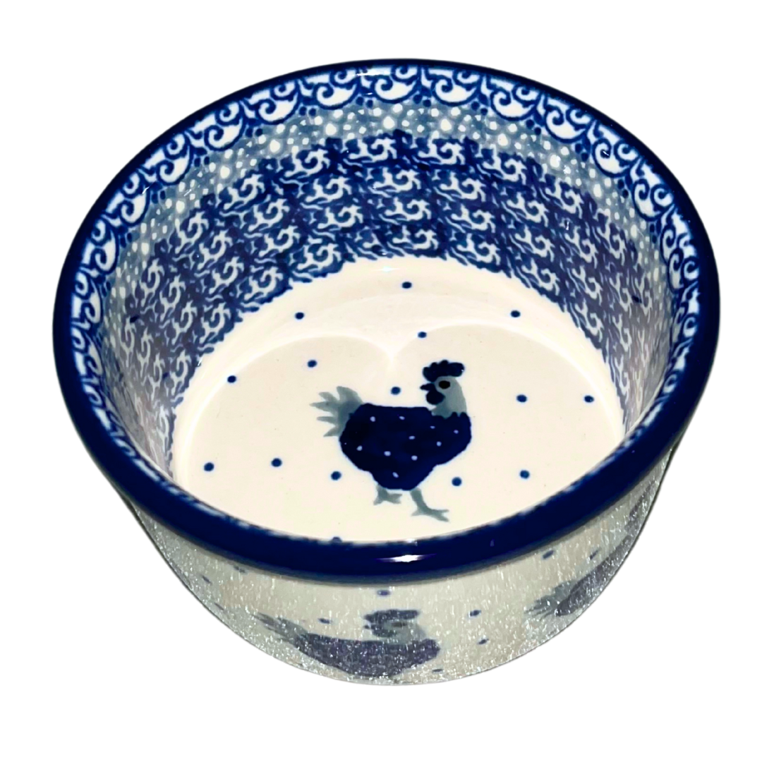 Ceramika Artystyczna 2596X Polish Pottery 4 inch Round Ramekin Blue Hen