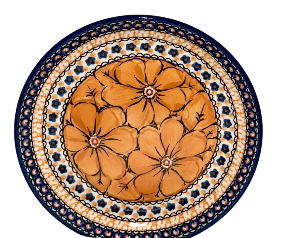 Ceramika Artystyczna U408B Polish Pottery 8 inch Salad Dessert Plate. J Chyla. Marigold Dreams
