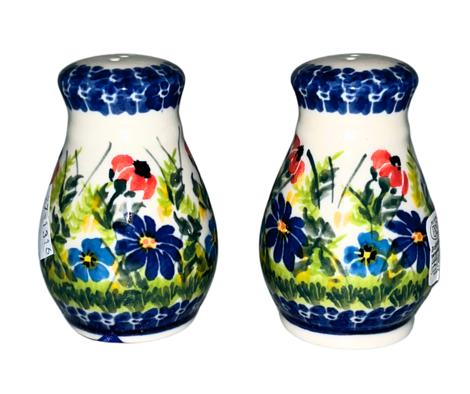 Kalich Polish Pottery 3 inch Salt & Pepper Set Meadow Breeze 947