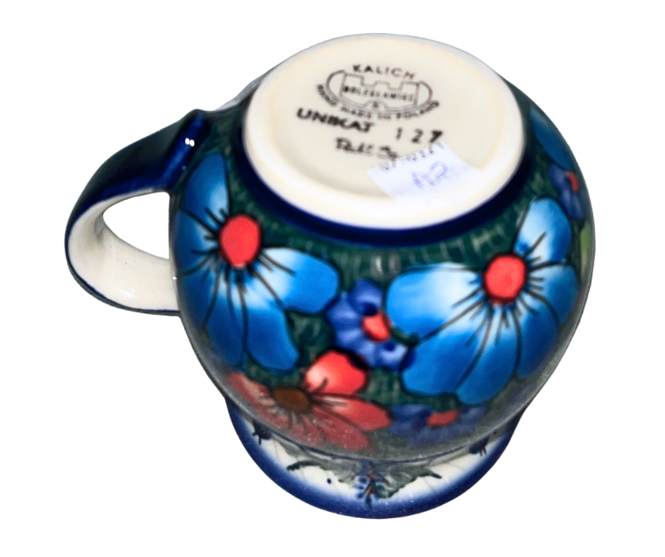 Ceramika Kalich Pattern 127 Wildflowers Polish pottery with hand-painted colorful flowers and greenery. Authentic Bolesławiec stoneware, durable, dishwasher, microwave, and oven safe.