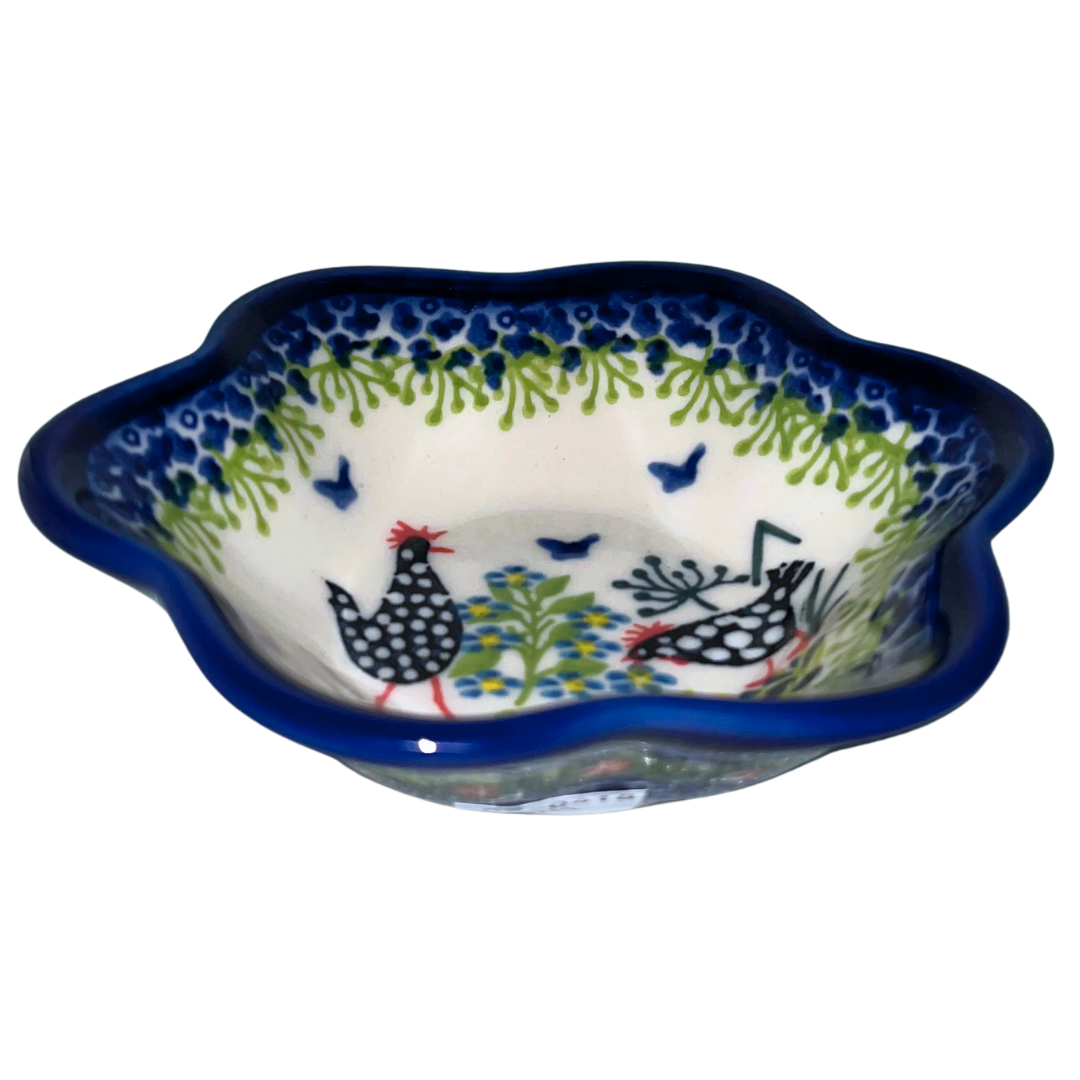 KALICH POLISH POTTERY 5 inch Flower Bowl. Polka Chicken 950