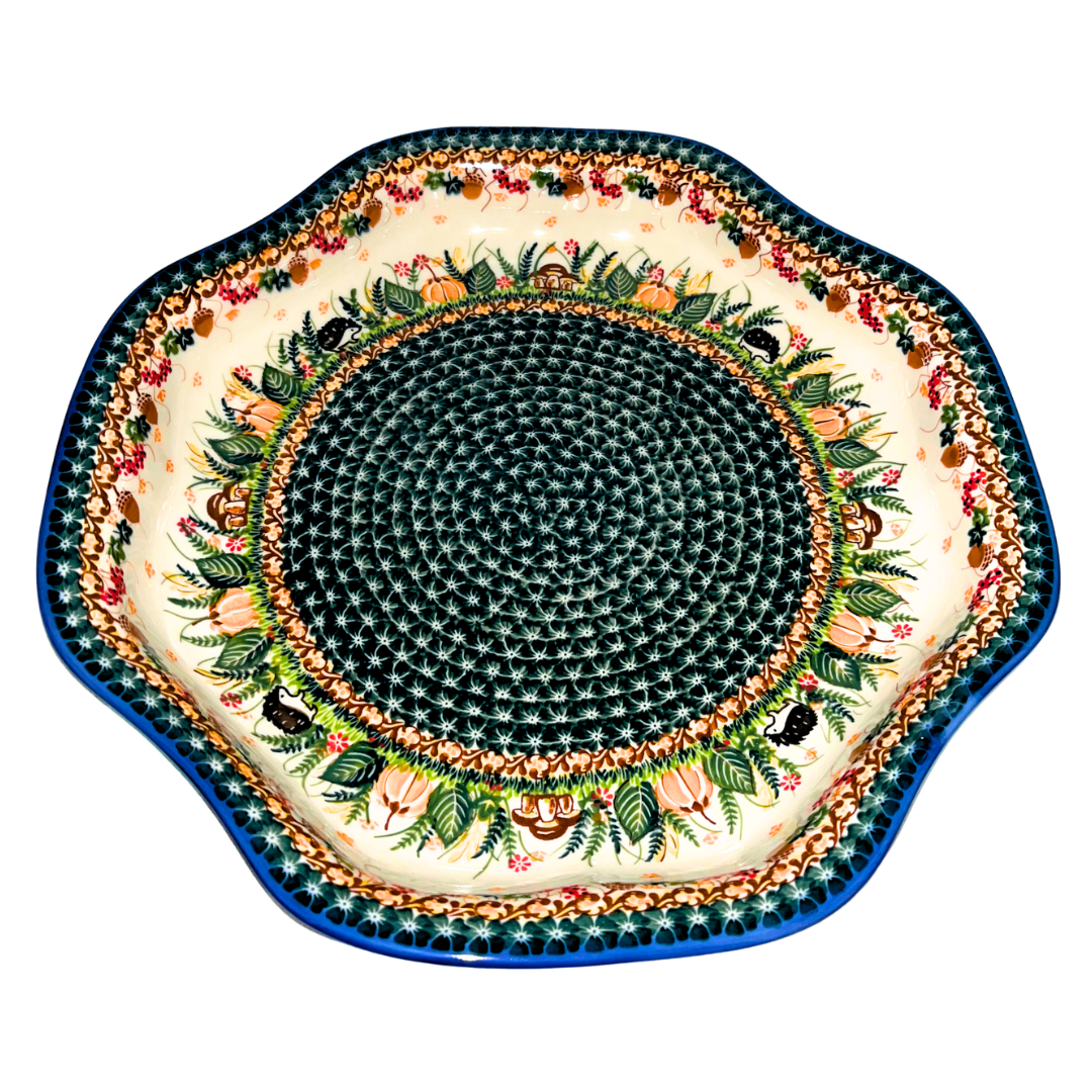 Ceramika Kalich Polish pottery hedgehog pattern 1046. Hand-painted stoneware with woodland design. Durable, oven-safe, and perfect for everyday use or gifting.