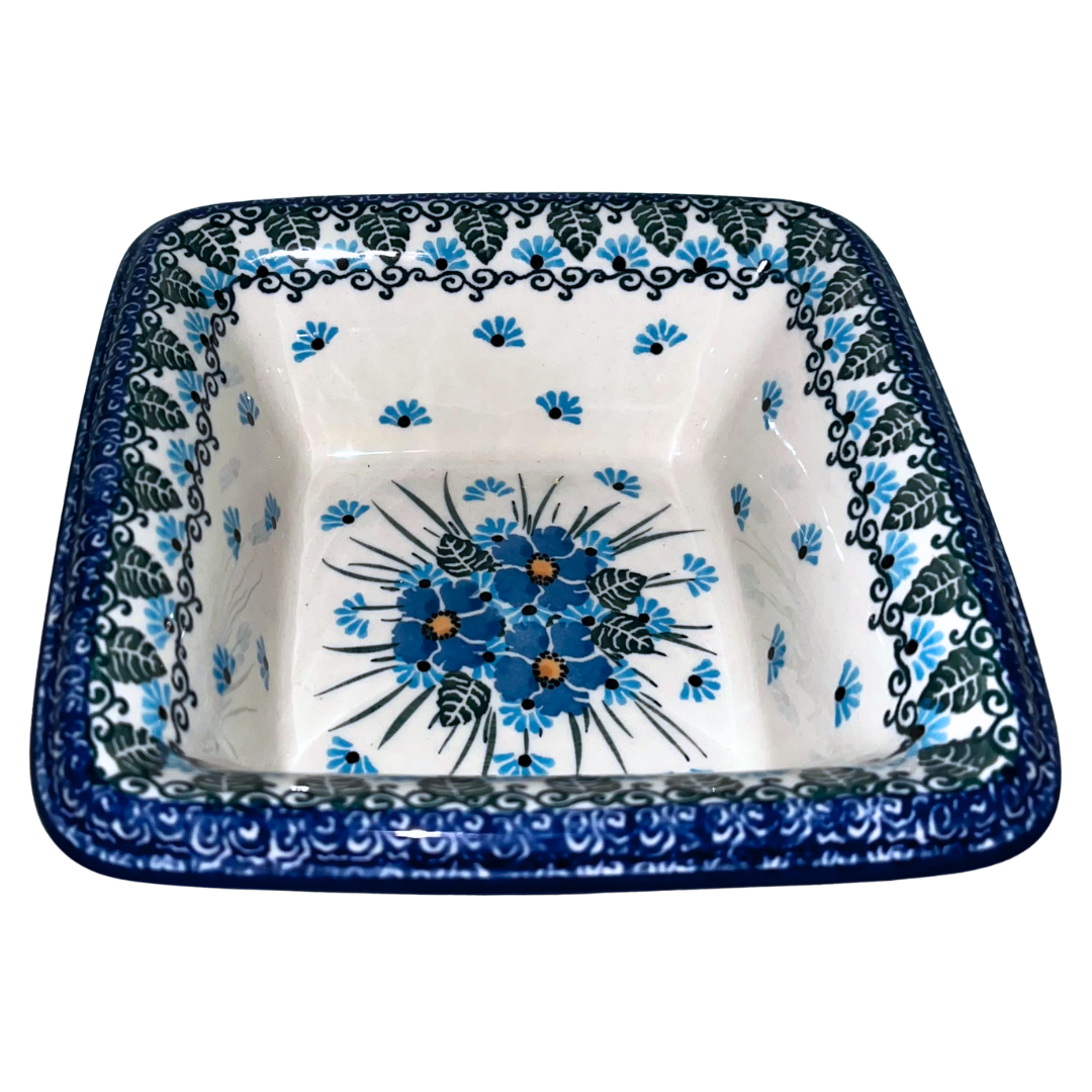 Ceramika Artystyczna pattern U4992 Polish pottery. Hand-painted blue Forget Me Not floral design on durable stoneware. Elegant, dishwasher safe, and perfect for everyday use or display.