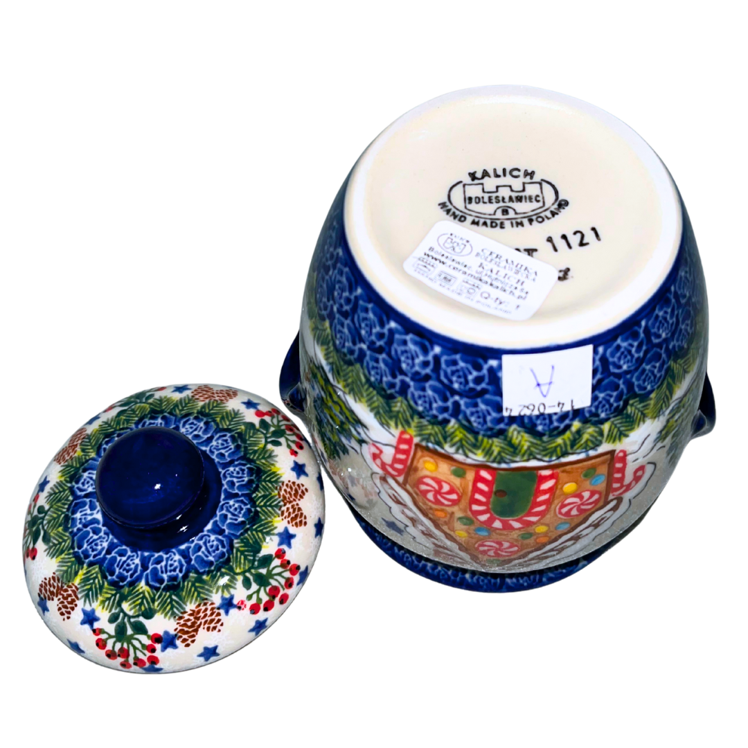 Kalich Polish Pottery Cookie Jar Container 25 oz Gingerbread Cottage