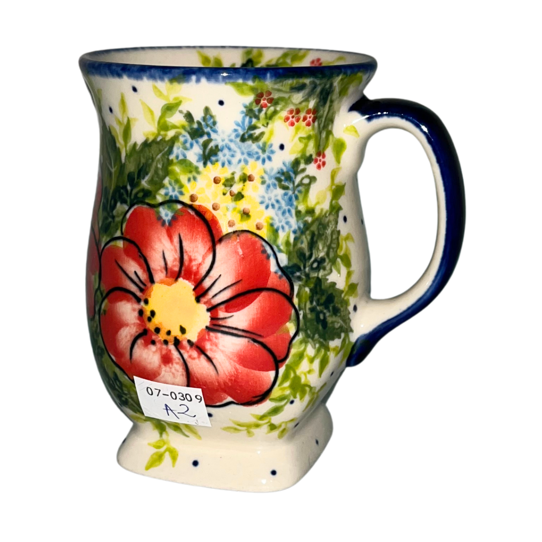 KALICH POLISH POTTERY 10 oz Tulip Mug - Pattern 730 Red Poppy Garden