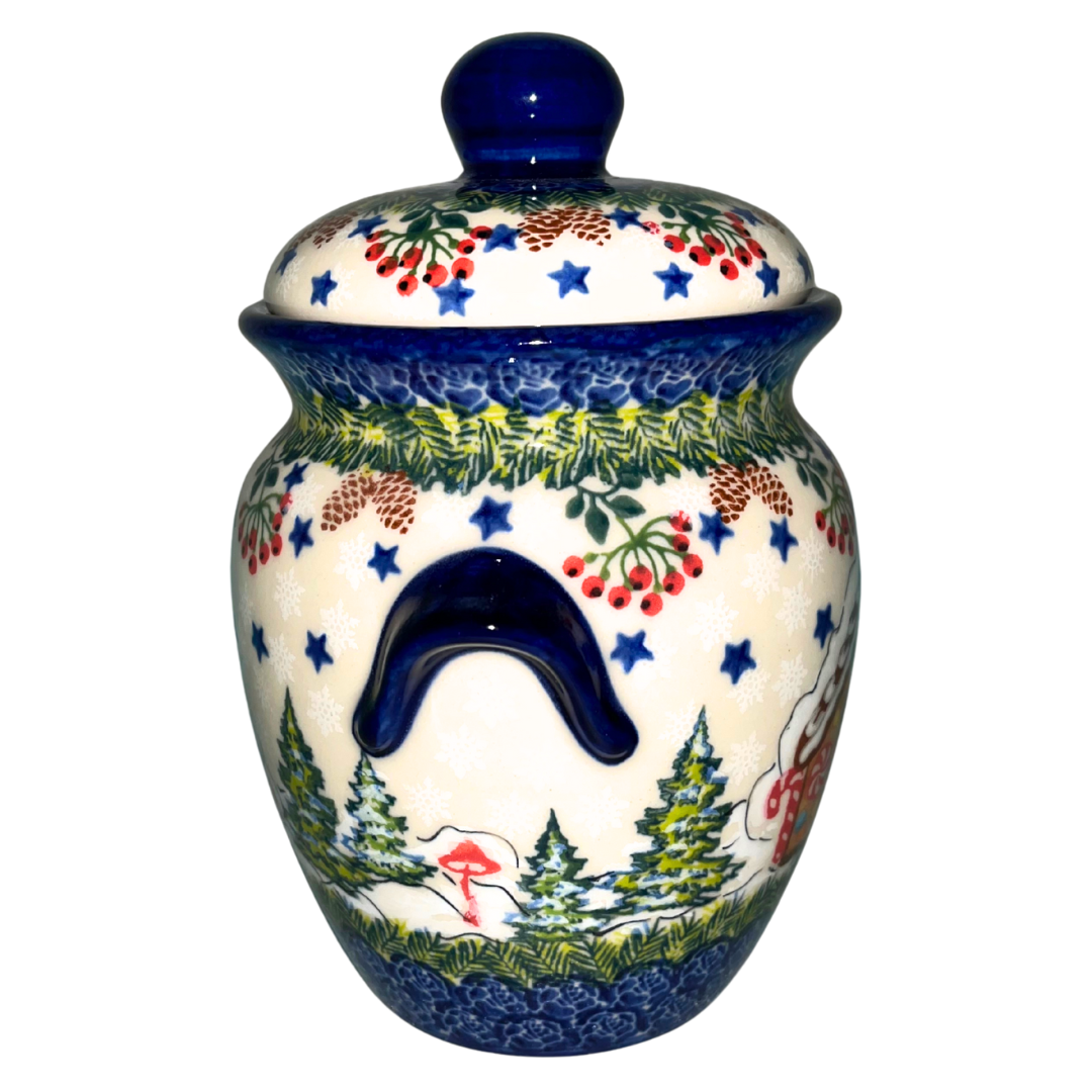 Kalich Polish Pottery Cookie Jar Container 25 oz Gingerbread Cottage