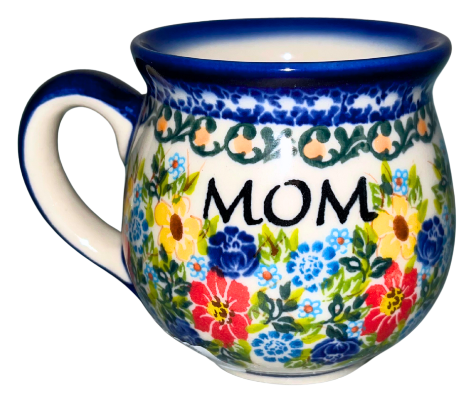 KALICH POLISH POTTERY Mom 10 oz Bubble Mug Unikat Small Flowers 590