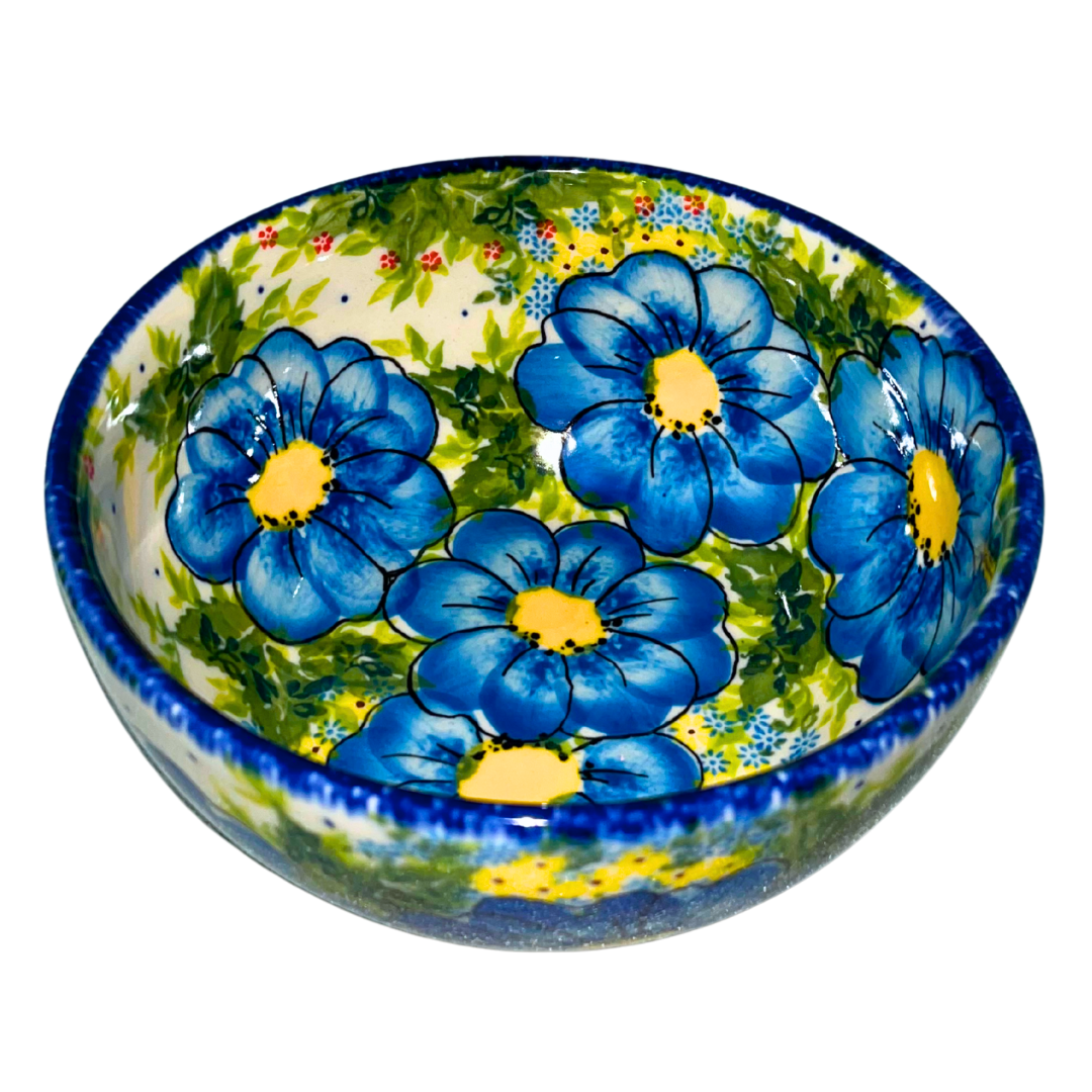 KALICH POLISH POTTERY 6 Inch Soup Salad Cereal Bowl 731 Blue Poppy Garden
