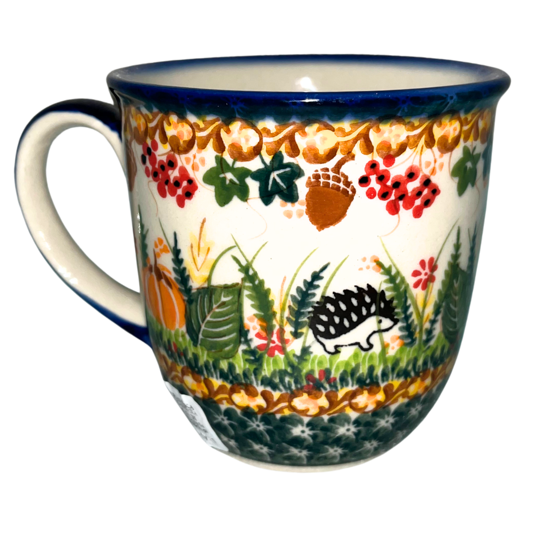 Charming Ceramika Kalich Pattern 1046 Hedgehogs and Acorns Polish pottery. Hand-painted with hedgehogs, acorns & leaves. Dishwasher, microwave & oven safe.