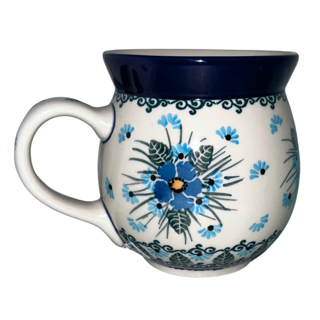 Ceramika Artystyczna pattern U4992 Polish pottery. Hand-painted blue Forget Me Not floral design on durable stoneware. Elegant, dishwasher safe, and perfect for everyday use or display.