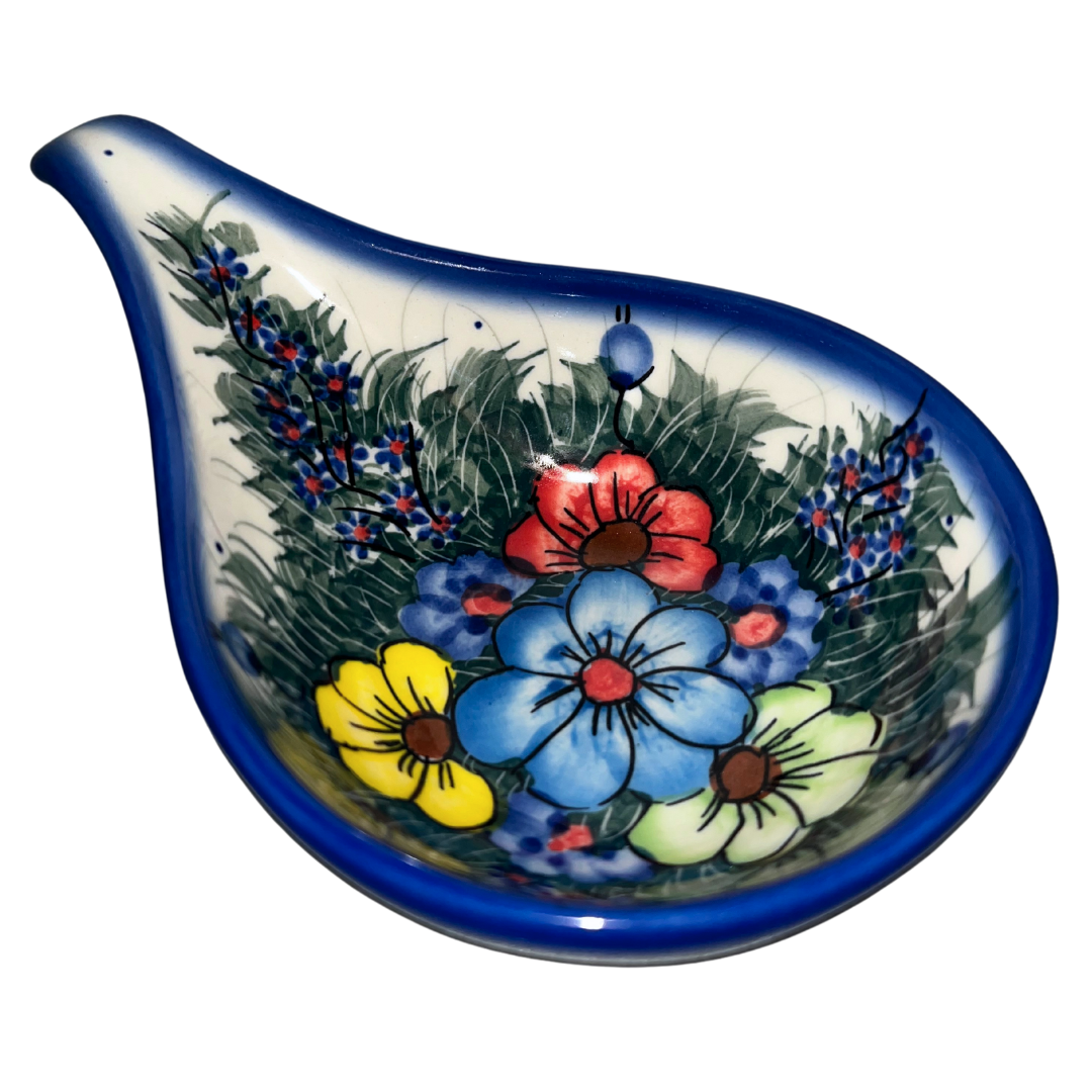 Ceramika Kalich Pattern 127 Wildflowers Polish pottery with hand-painted colorful flowers and greenery. Authentic Bolesławiec stoneware, durable, dishwasher, microwave, and oven safe.
