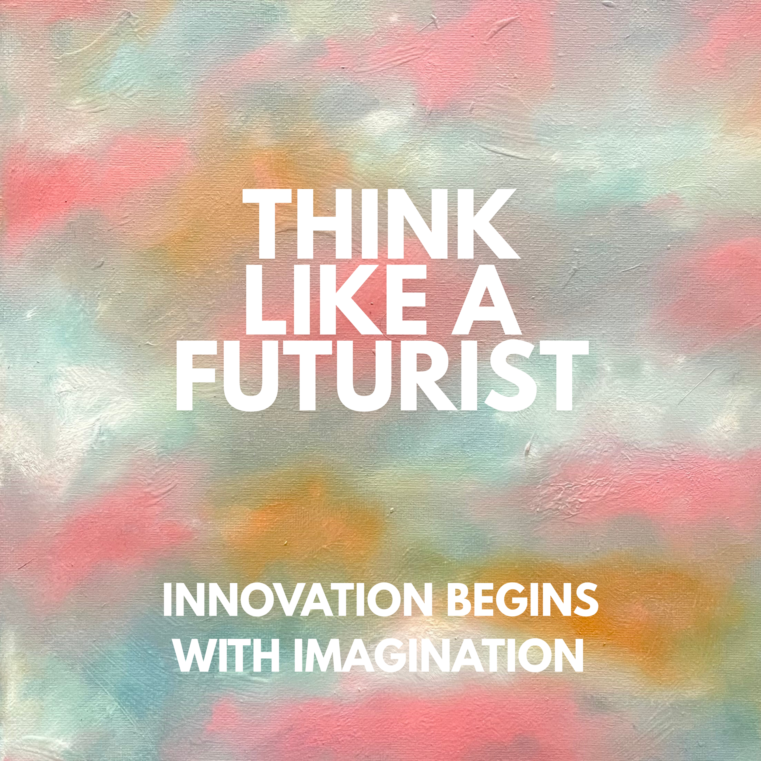 Colorful abstract background with pastel tones and the text "Paintings to Inspire" and "Innovation begins with imagination" overlaid.