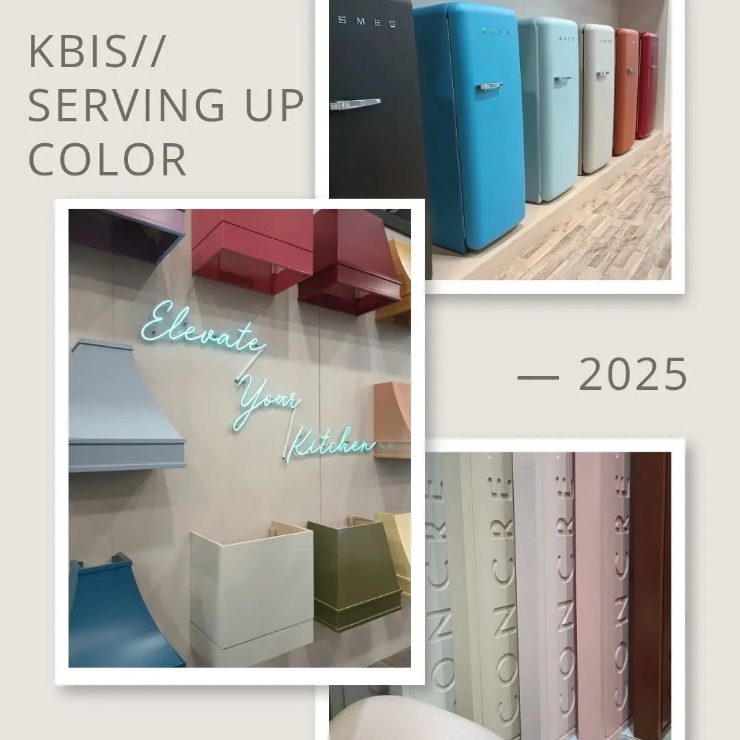 Retro colors, bold colors, all the colors 🩷💙🧡❤️ #kbis #kitchenandbathdesign #retroaesthetic #colortrends @kbis_official @smegusa @concretti_designs
