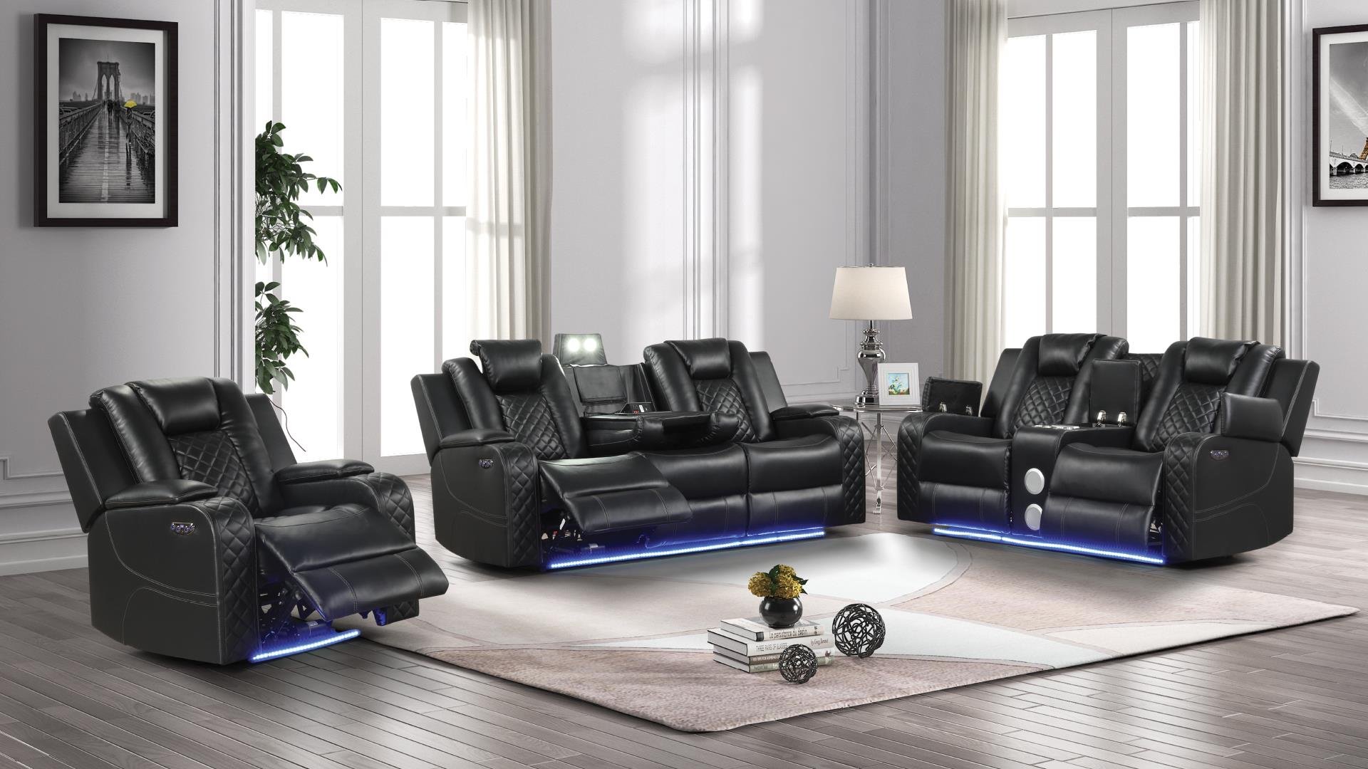 Benz 3 PC Living Room Set Black